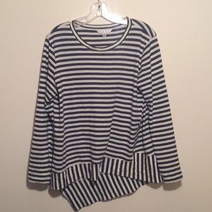 Cabi 100% cotton navy/ white striped long sleeve